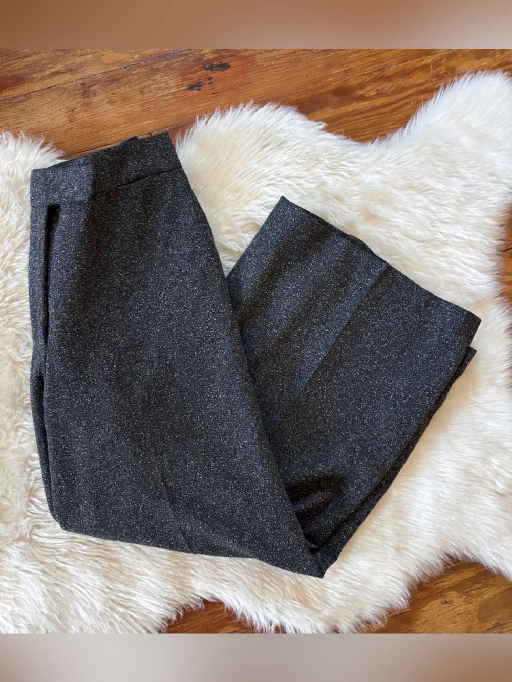 Express Vintage 90s Cropped Wide Leg Wool Silk Blend Dress Pants